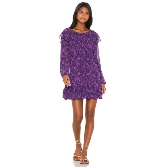 Free People Violet combo These Dreams ruffled dress long sleeves floral size S - Picture 3 of 16